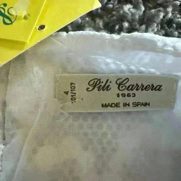 NWT Pili Carrera Cap-Sleeve Floral Netted Shift Lace Dress White Girls Size 4 - Picture 4 of 4